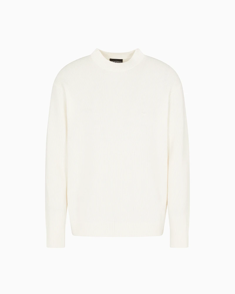 Emporio Armani - Fisherman’s rib virgin-wool jumper, Man, White, Size: