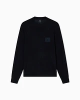 Armani Exchange - Crew neck sweater with patch, Man, Black, Size: