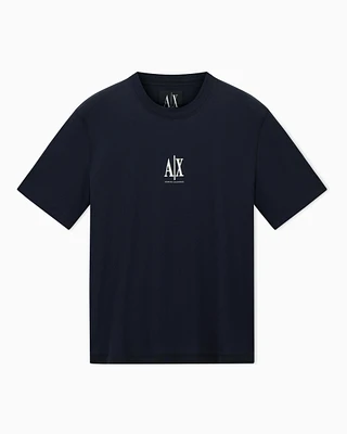 Armani Exchange - Regular fit T-shirt with embroidered logo, Man, Navy Blue, Size: