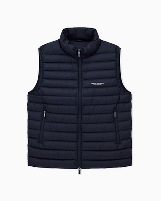 Armani Exchange - Full zip sleeveless down jacket, Man, Navy Blue, Size: