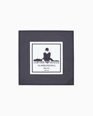 Emporio Armani - Silk foulard with Icon print, Woman, Black, Size: TU