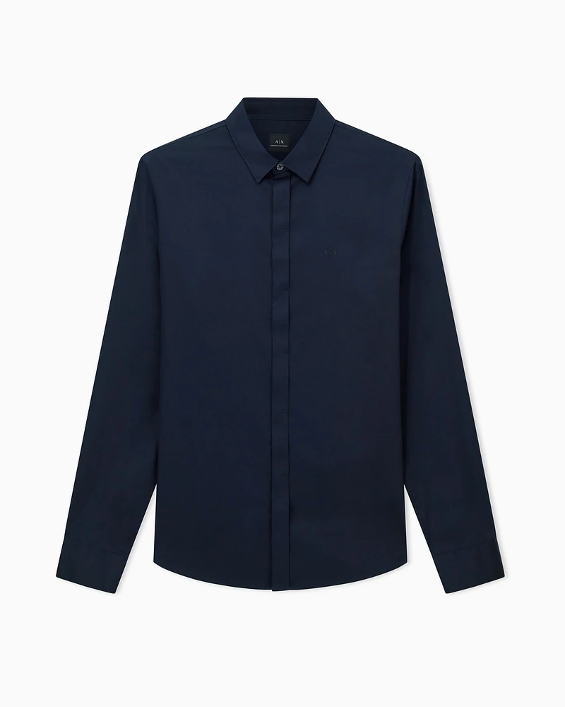 Armani Exchange - Slim fit cotton shirt, Man, Navy Blue, Size: