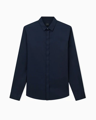 Armani Exchange - Slim fit cotton shirt, Man, Navy Blue, Size: