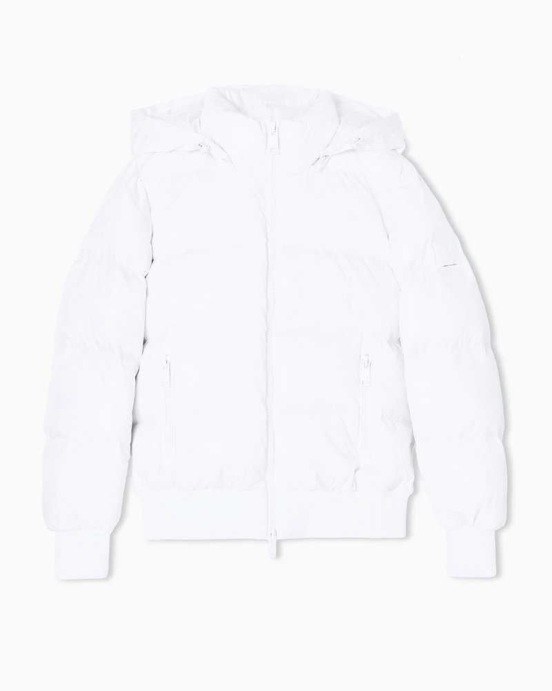 Armani Exchange - Quilted hooded down jacket, Woman, White, Size: