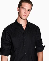 Armani Exchange - Regular fit cotton jacquard shirt, Man, Black, Size: