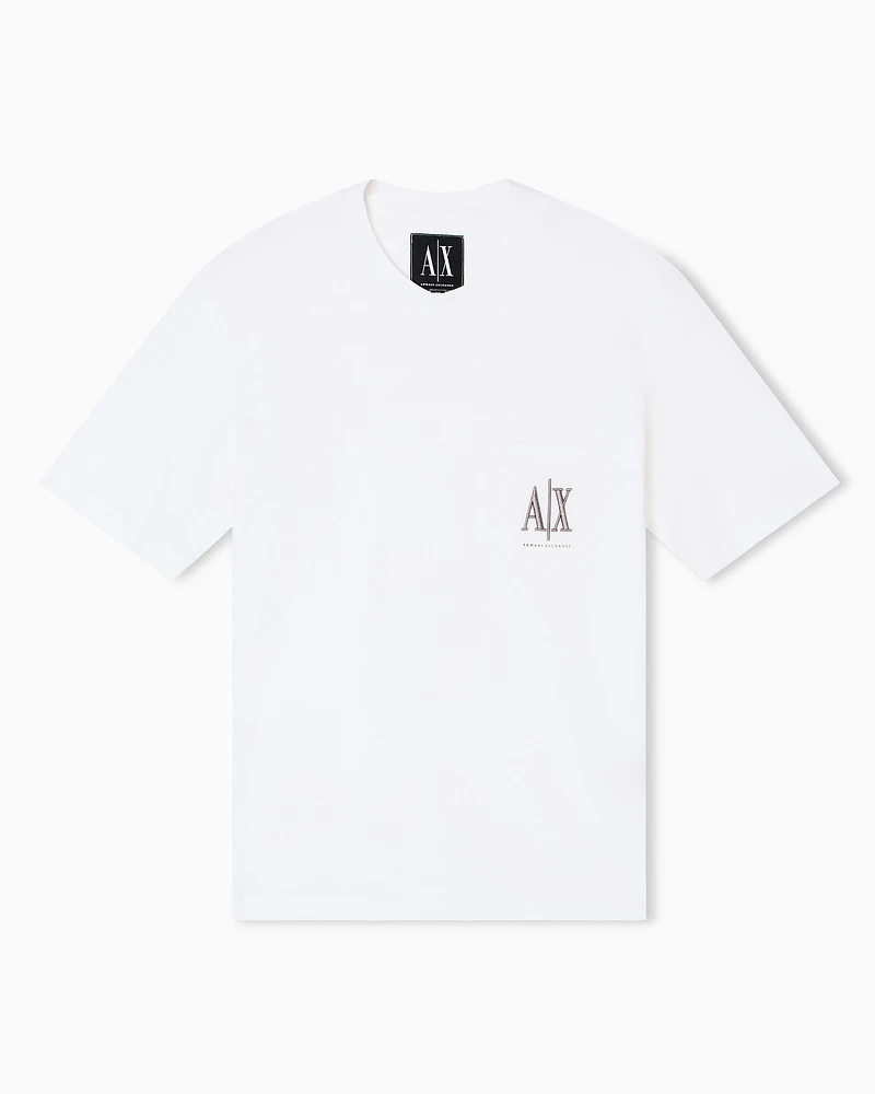 Armani Exchange - Regular fit T-shirt with pocket and logo, Man, White, Size: