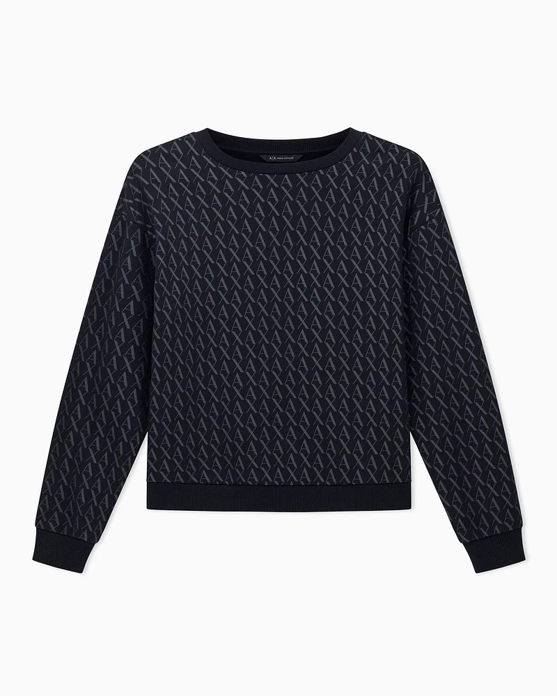 Armani Exchange - ASV French Terry Sweatshirt with embossed logo, Woman, Black, Size: