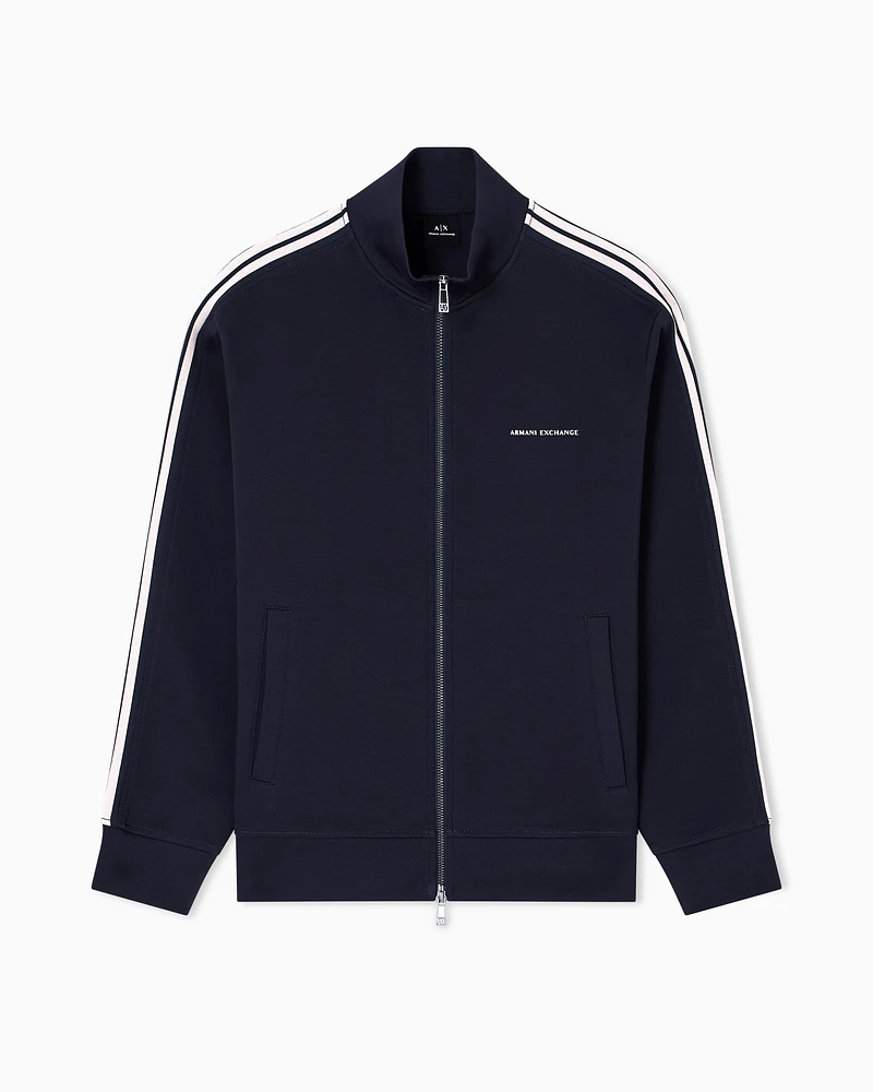 Armani Exchange - Full-zip sweatshirt with contrasting bands, Man, Navy Blue, Size: