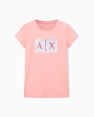 Armani Exchange - Slim fit T-shirt stretch cotton jersey, Woman, Pink, Size: