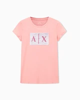 Armani Exchange - Slim fit T-shirt stretch cotton jersey, Woman, Pink, Size: