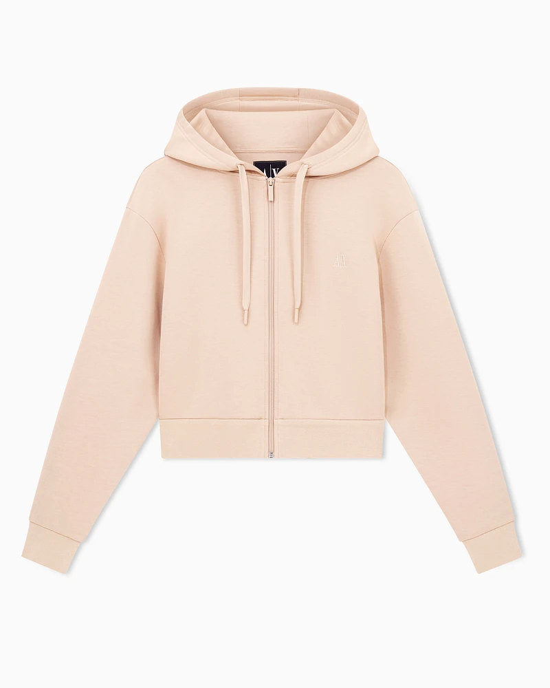 Armani Exchange - Icon Cropped Hoodie, Woman, Camel, Size: