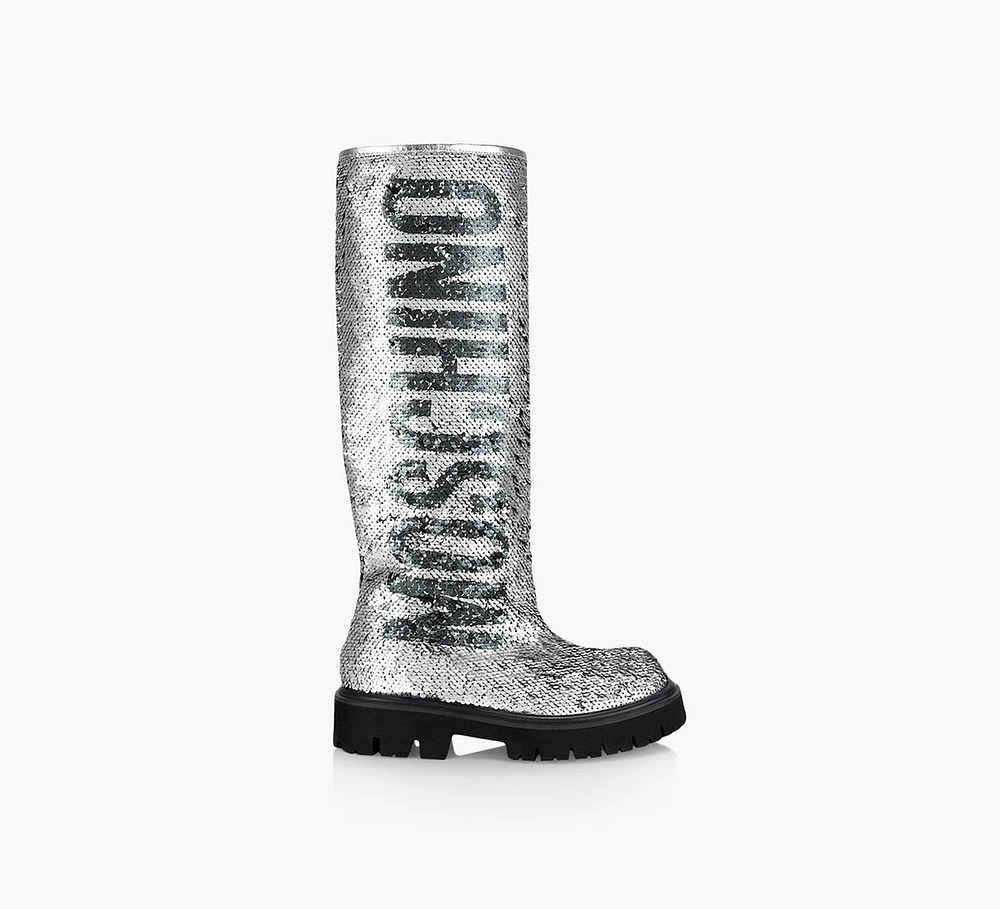 KNEE HIGH SEQUIN LOGO BOOT