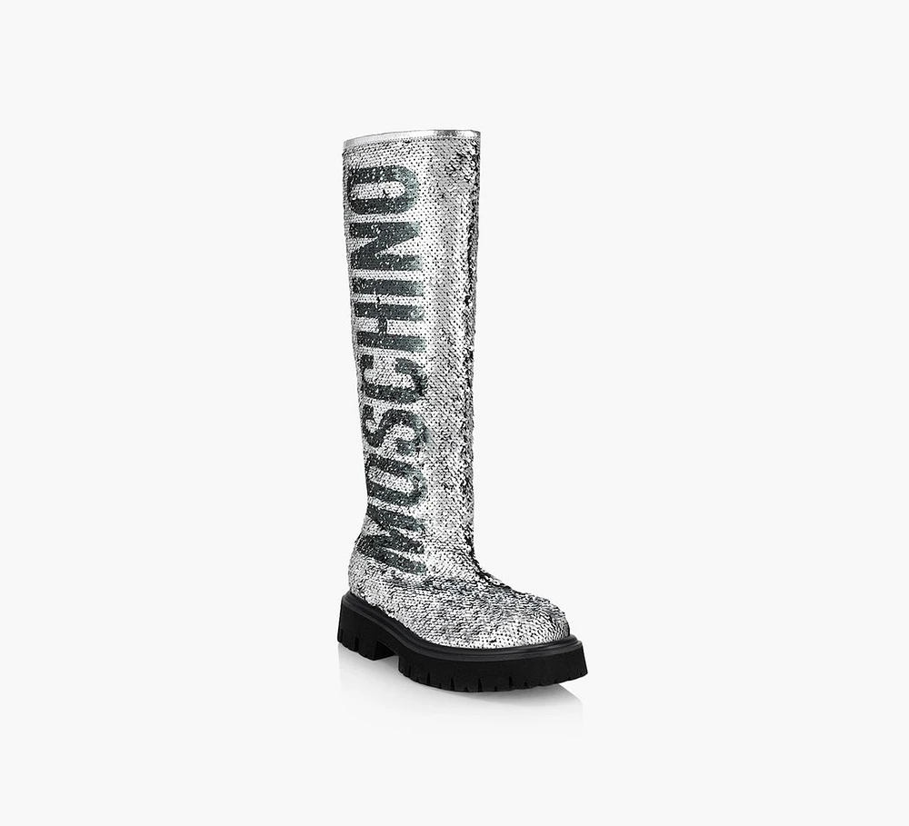 KNEE HIGH SEQUIN LOGO BOOT
