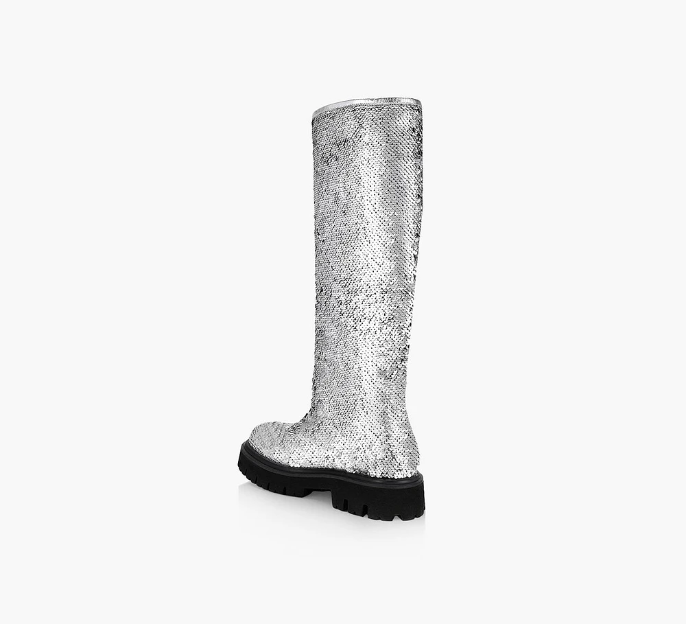 KNEE HIGH SEQUIN LOGO BOOT