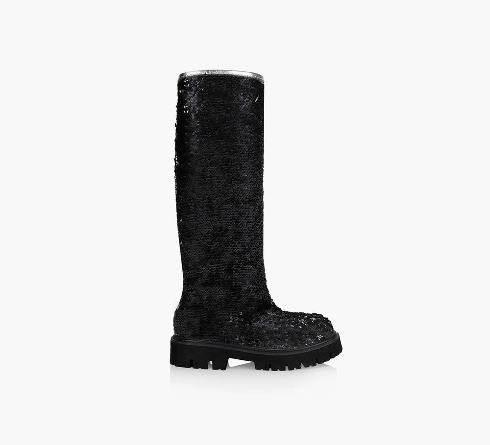 KNEE HIGH SEQUIN LOGO BOOT