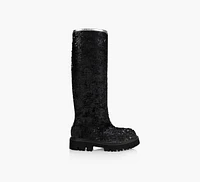 KNEE HIGH SEQUIN LOGO BOOT