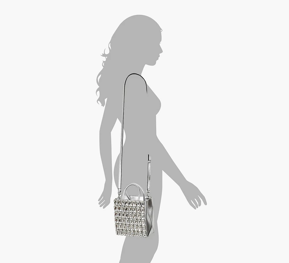 SMALL LAMINATED SHOPPER WITH JEWEL STONES