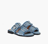 FEMINIE BUCKLE TWO STRAP SANDAL CHARMS DENIM