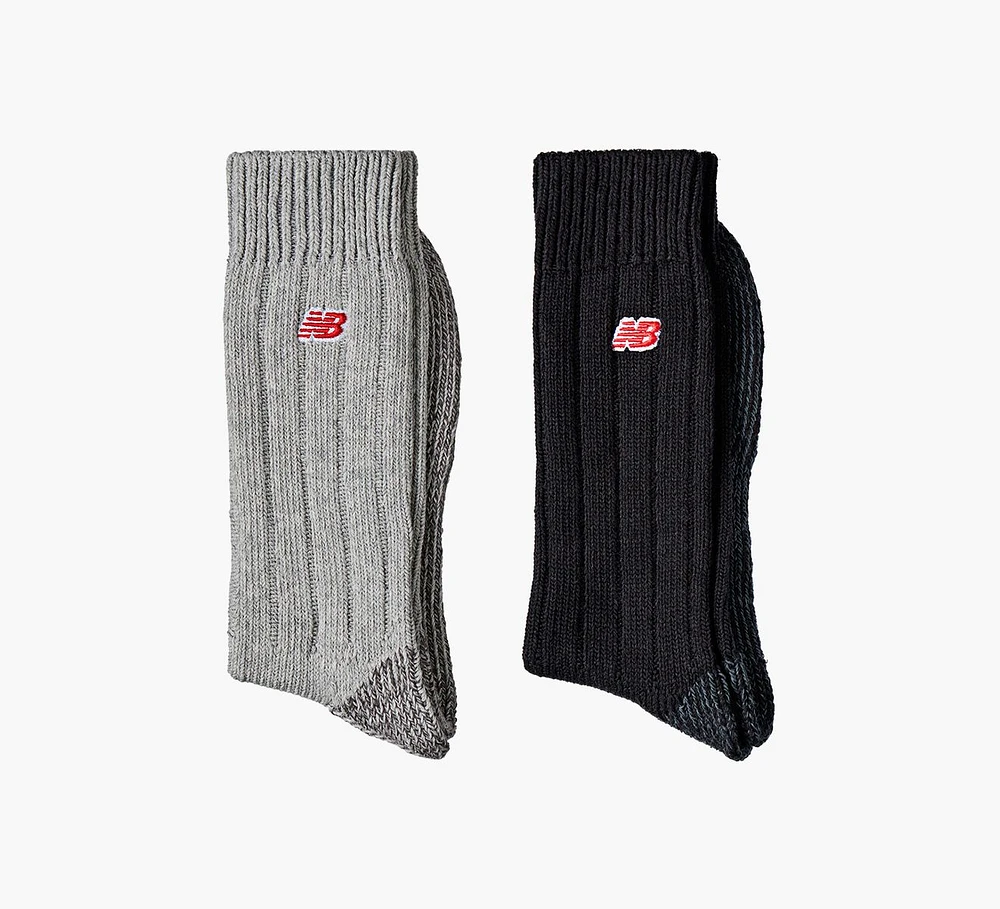 UNISEX LOW GAUGE CREW SOCKS 2 PACK