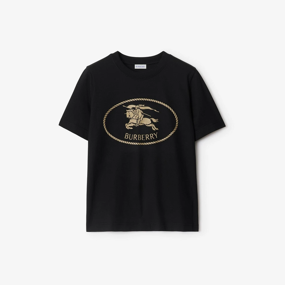 Knight Stamp Cotton T-shirt in Black - Women | Burberry® Official