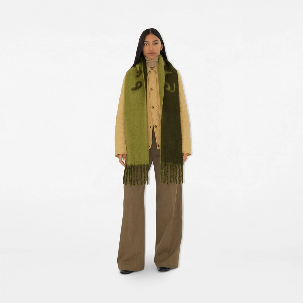 Reversible Logo Alpaca Wool Blend Scarf in Acre | Burberry® Official