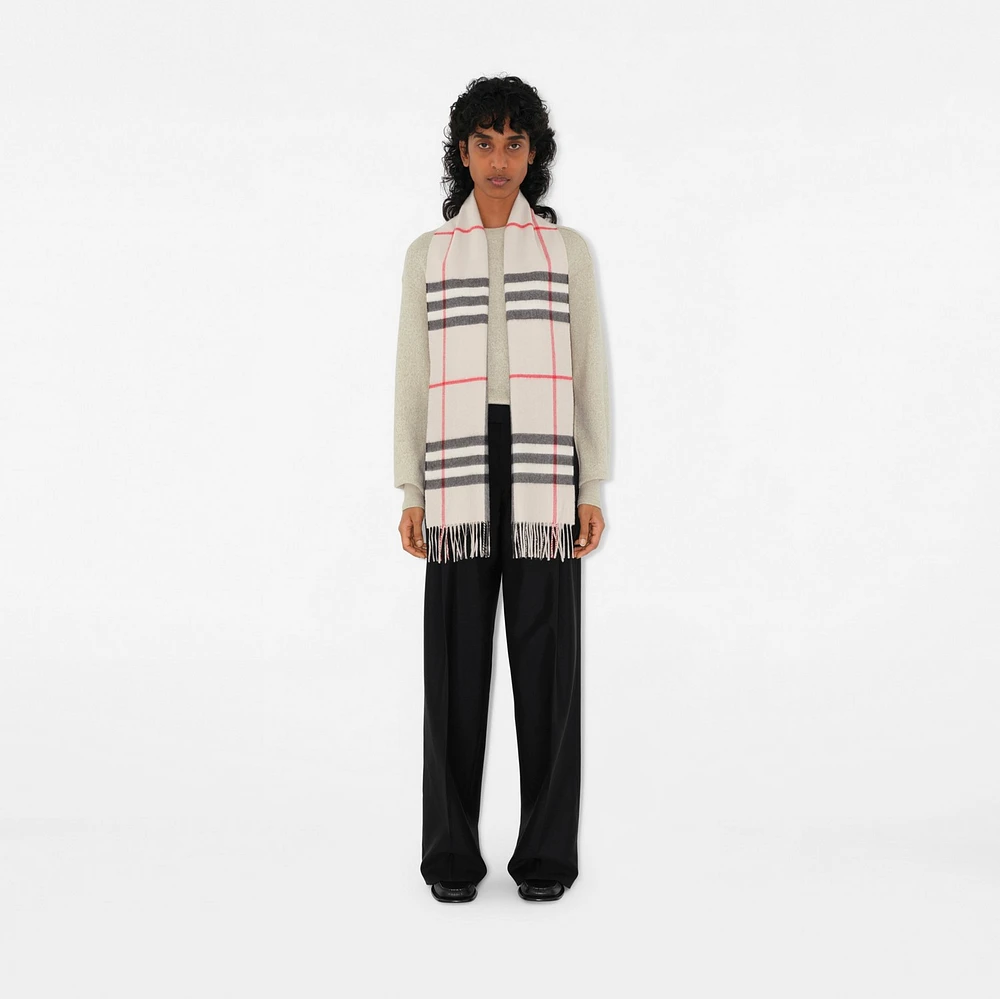 Check Cashmere Scarf in Stone Beige | Burberry® Official