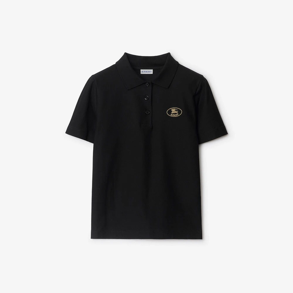 Cotton Polo Shirt in Black - Women | Burberry® Official