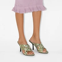 Check Mesh Cabana Maille Mules in Skylark - Women | Burberry® Official