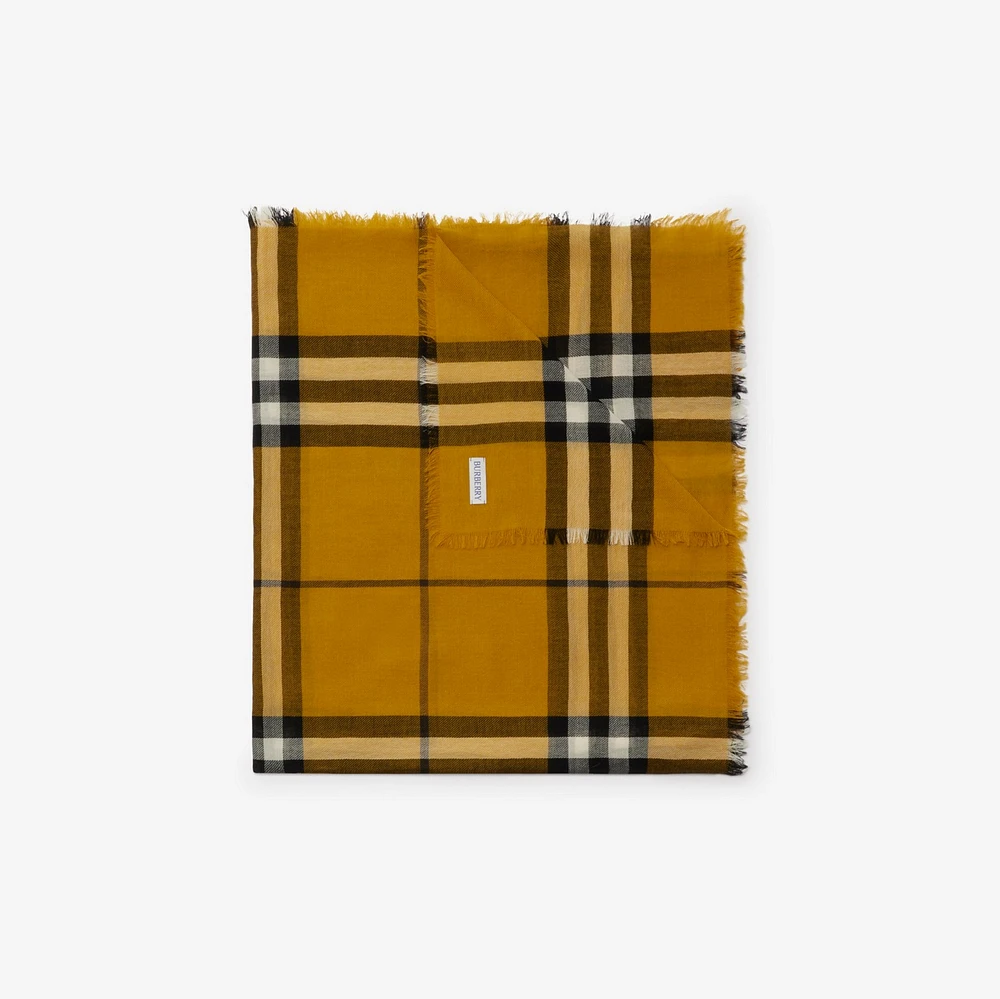 Wide Check Wool Scarf in Teak | Burberry® Official