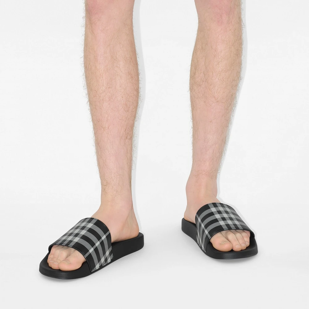 Check Slides in Black/calico - Men, Technical | Burberry® Official
