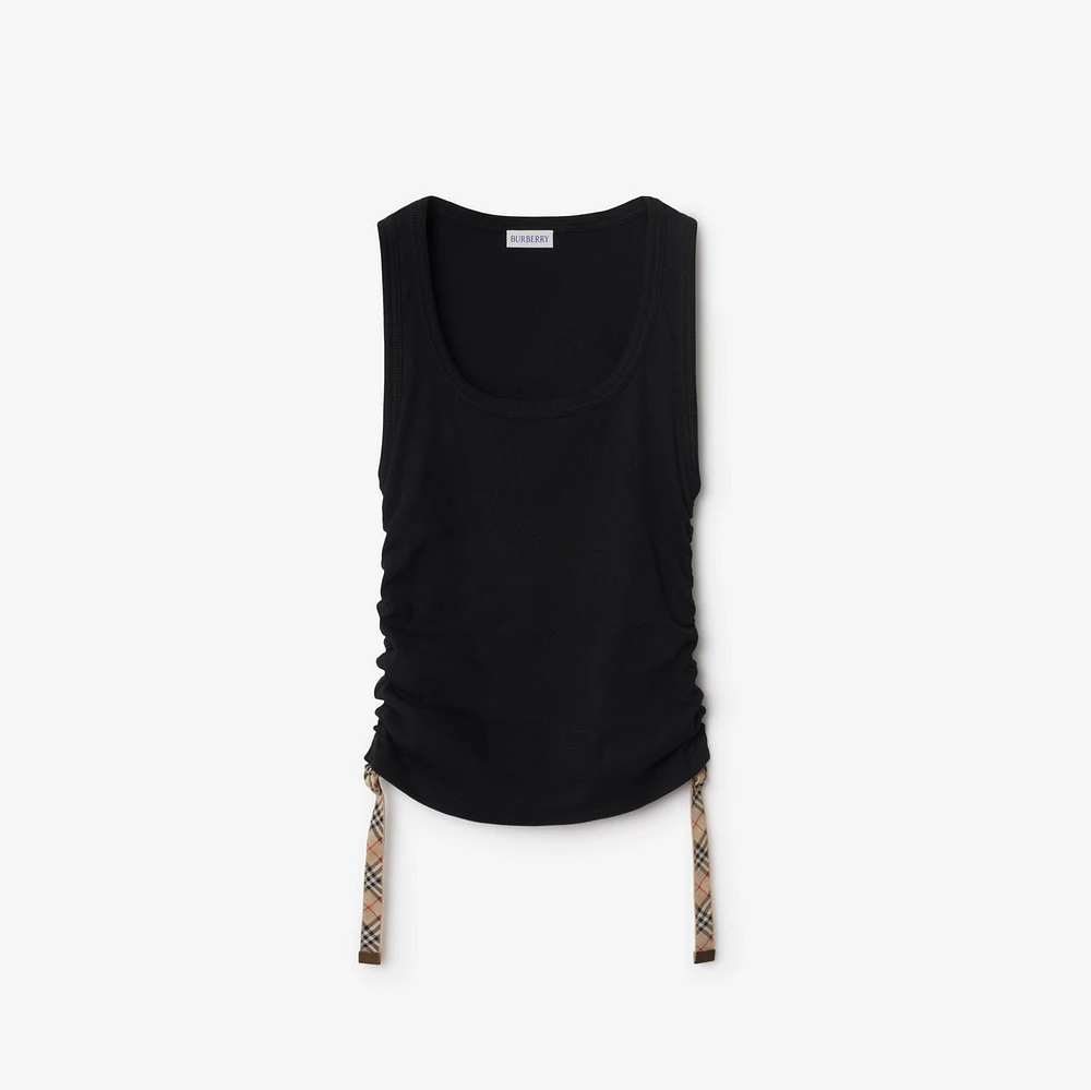 Festival Cotton Blend Tank Top in Black - Women | Burberry® Official