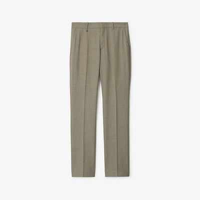 Wool Tailored Trousers in Olive drab green - Men | Burberry® Official