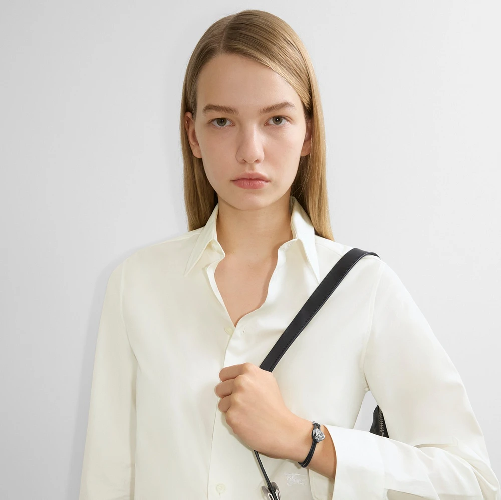 Leather B Shield Bracelet in Silver/black - Men | Burberry® Official