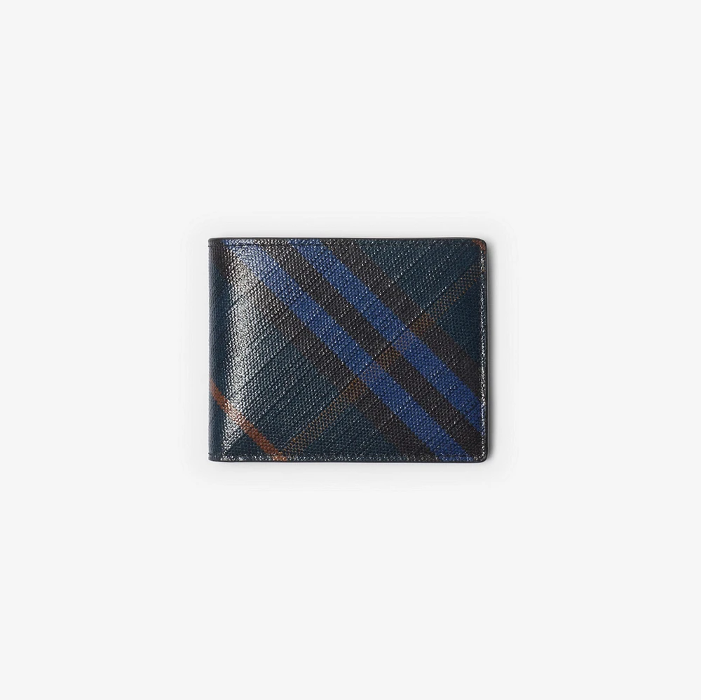 Check Slim Bifold Wallet in Midnight - Men, Cotton, Linen | Burberry® Official