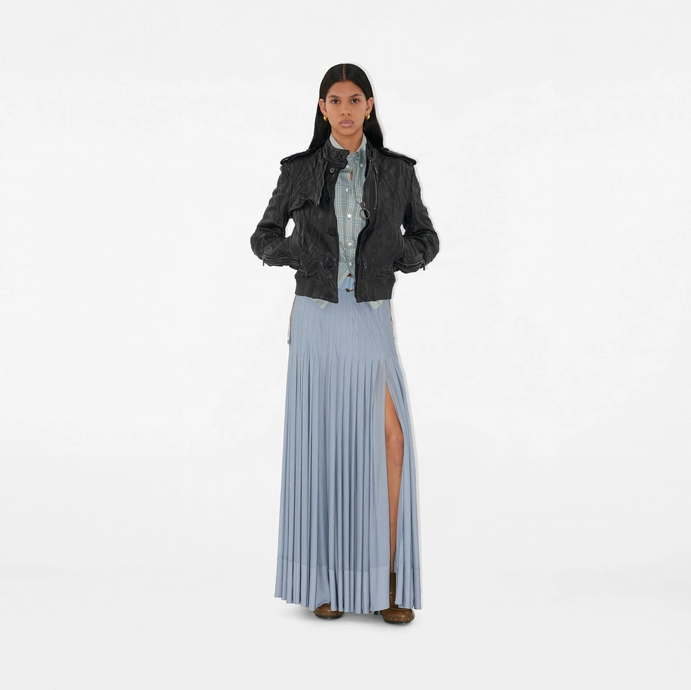 Pleated Crepe Jersey Maxi Skirt in Gale - Women | Burberry® Official