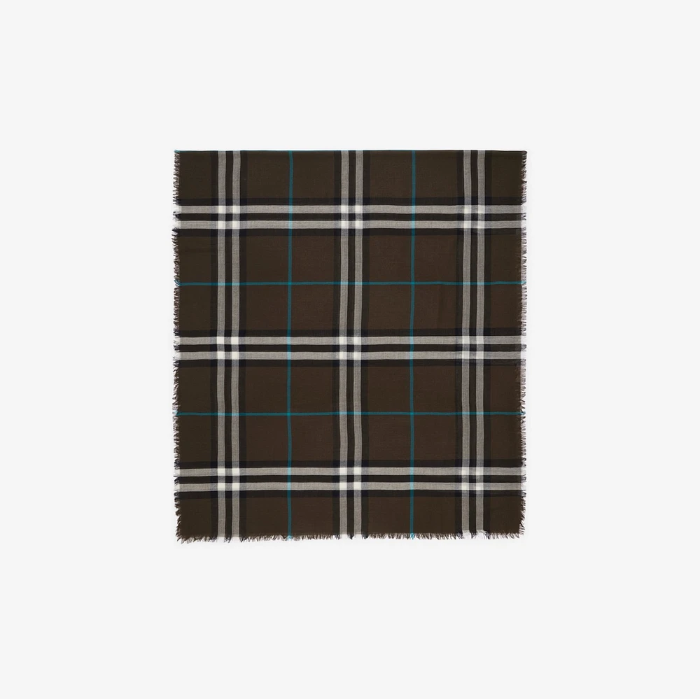Wide Check Wool Scarf in Snug | Burberry® Official