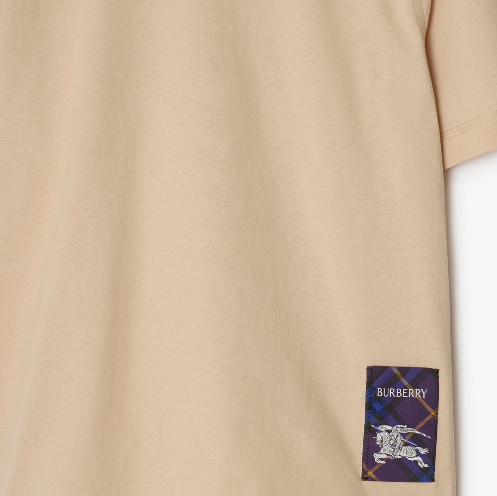 Check Label Cotton T-shirt in Teacup - Women | Burberry® Official