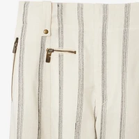 Striped Silk Blend Tailored Trousers in Cream/black - Women | Burberry® Official