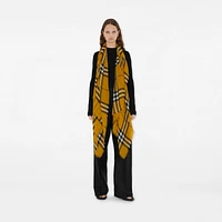 Wide Check Wool Scarf in Teak | Burberry® Official