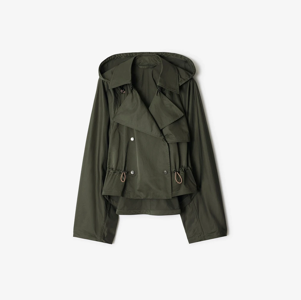 Satin Hooded Trench Jacket in Shale - Women | Burberry® Official
