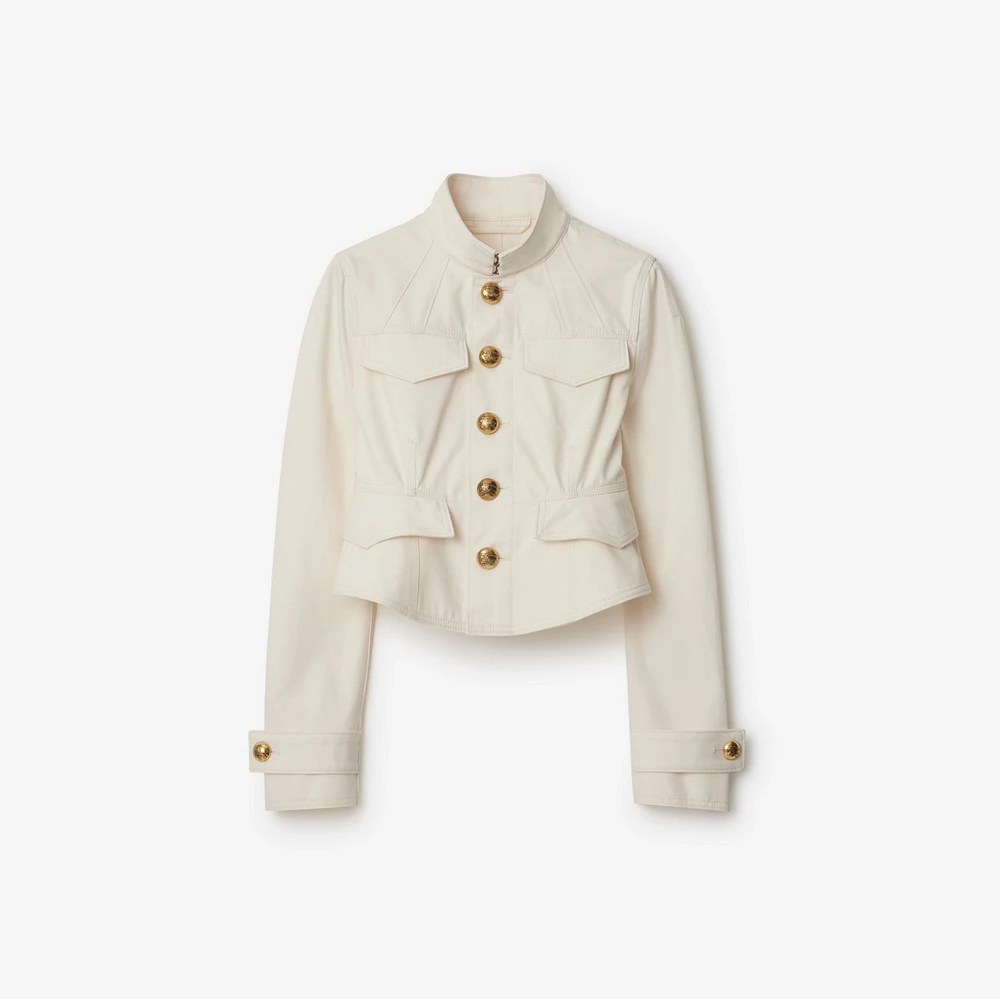Cropped Cotton Jacket in Off white - Women | Burberry® Official