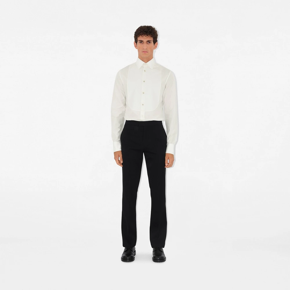 Slim Fit Cotton Silk Tuxedo Shirt in Natural white - Men | Burberry® Official