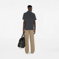 Check Collar Cotton Polo Shirt in Magnet - Men | Burberry® Official