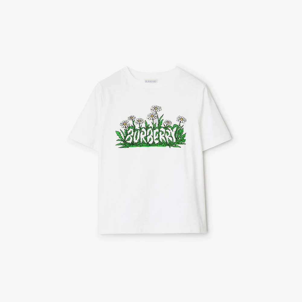 Daisy Logo Cotton T-shirt in White | Burberry® Official
