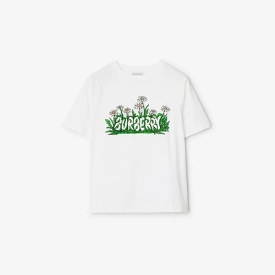 Daisy Logo Cotton T-shirt in White | Burberry® Official