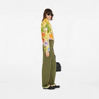 Highgrove Turn-up Cotton Trousers in Wreath - Women | Burberry® Official