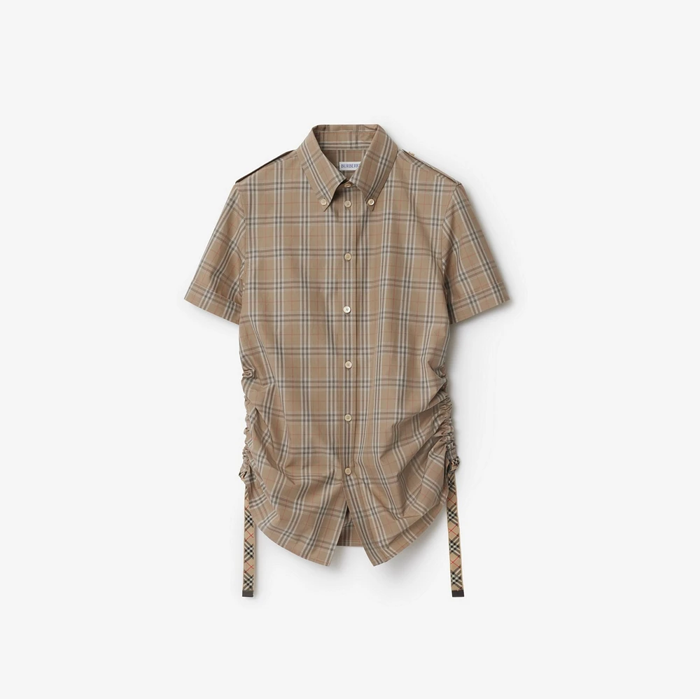 Slim Fit Check Cotton Shirt in Nut - Women | Burberry® Official