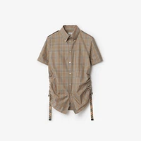 Slim Fit Check Cotton Shirt in Nut - Women | Burberry® Official
