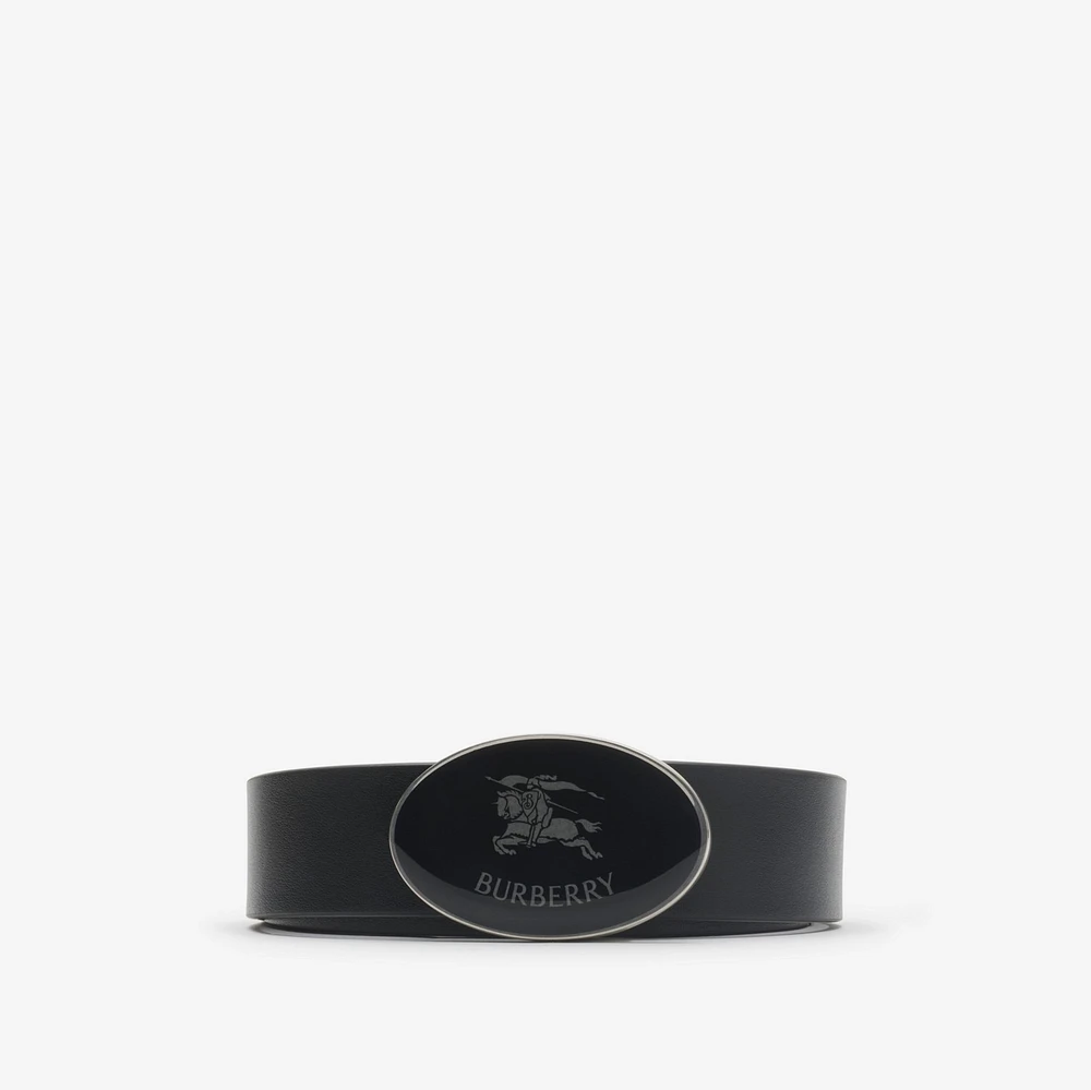 Reversible Check Oval Knight Stamp Belt​ in Sand/black - Men, Leather | Burberry® Official