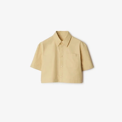 Cropped Cotton Shirt in Hay - Women | Burberry® Official